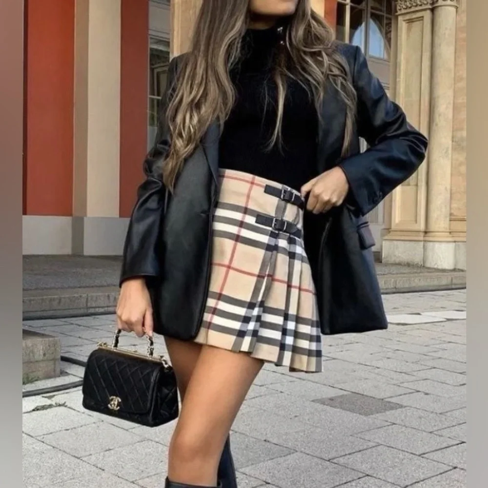 Burberry | Skirts | Burberry Leather Detail Buckle Plaid Nova